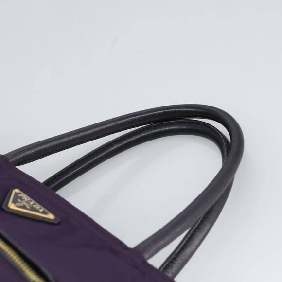 Prada Hand Bag Nylon Purple Gold Auth #155934P31B - Picture 8 of 15